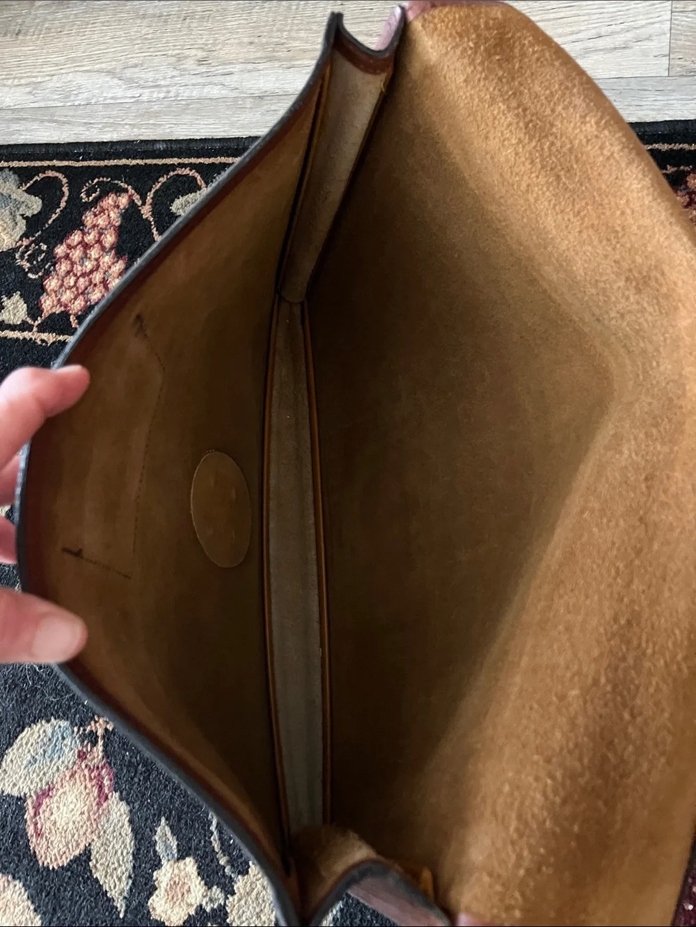 Vtg Schlesinger Monogrammed Brown Leather Portfolio Briefcase with Lock and Keys